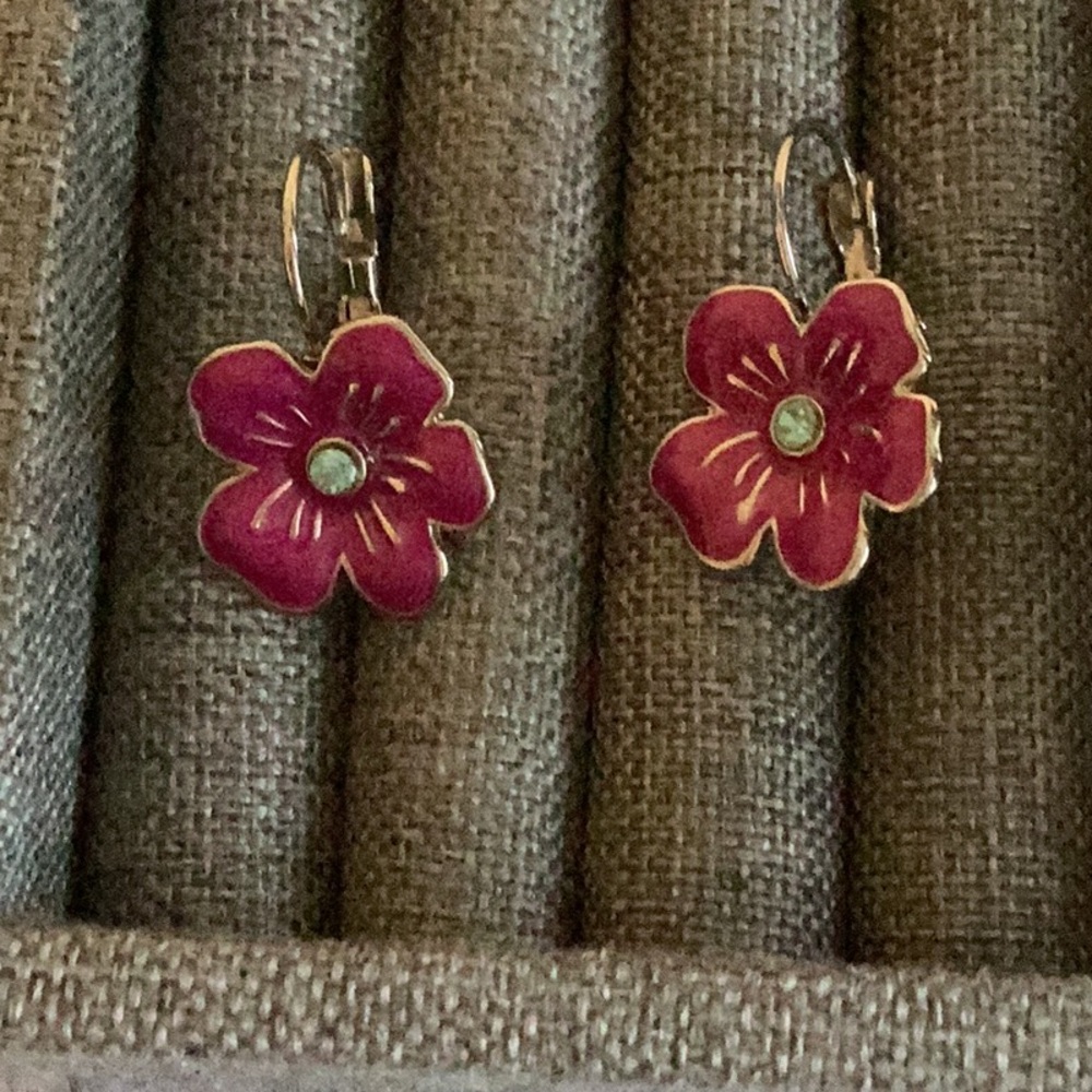 Pink Flower Earrings